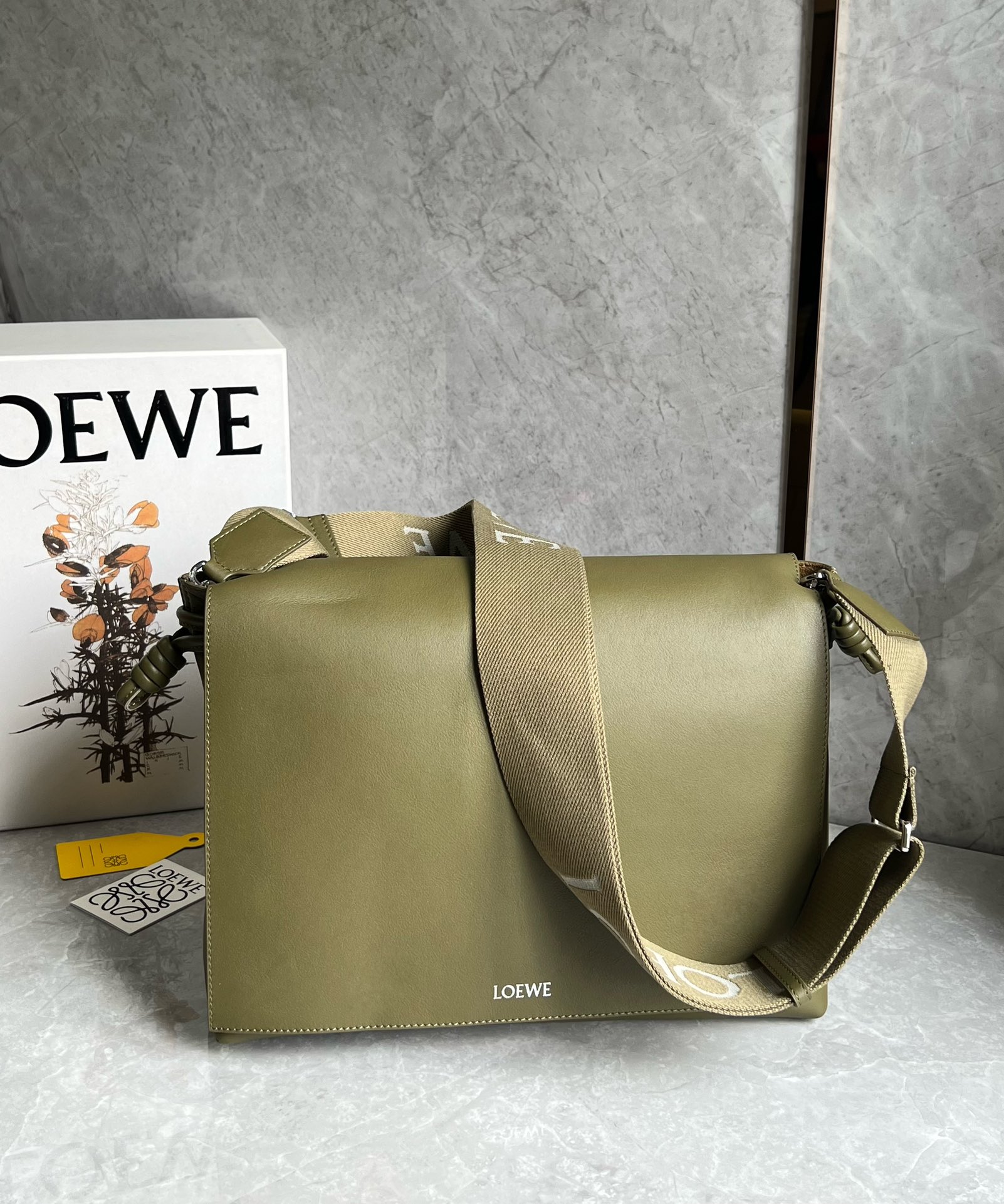 Loewe Flamenco Satchel in Shiny Supple Calfskin Green